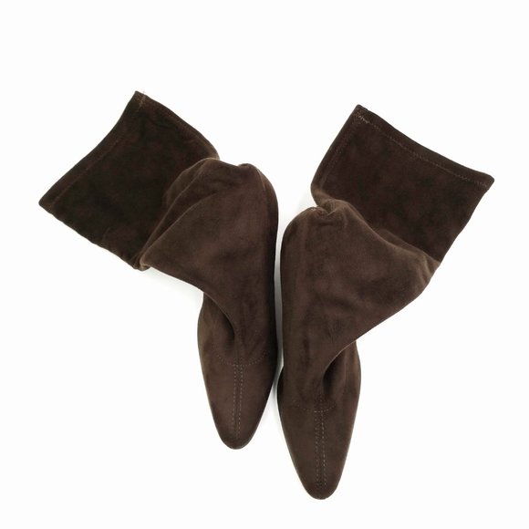 Women's Genuine Stretchy Italian Suede Vintage Brown Boots By Gasoline Brand - Picture 5 of 10
